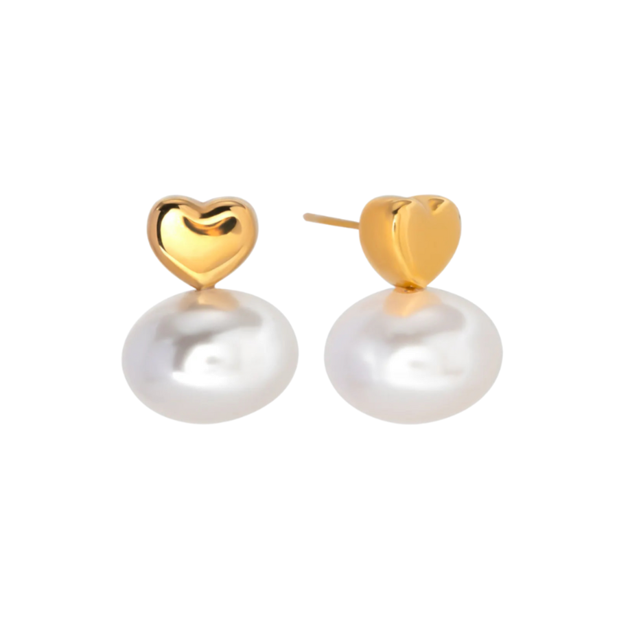 LEVI Pearl Heart Studs