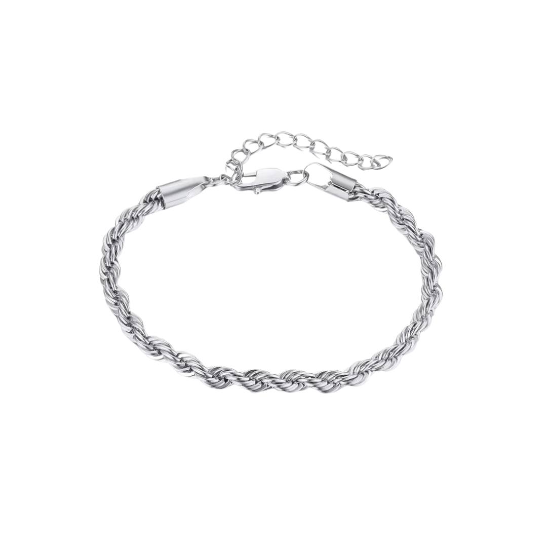 POPPIE Silver Twisted Chain Bracelet