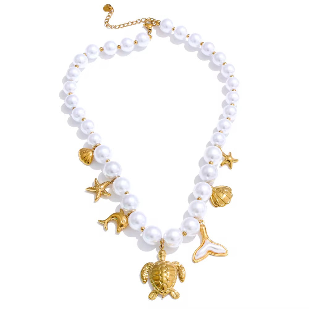 SARA Pearl Charm Necklace