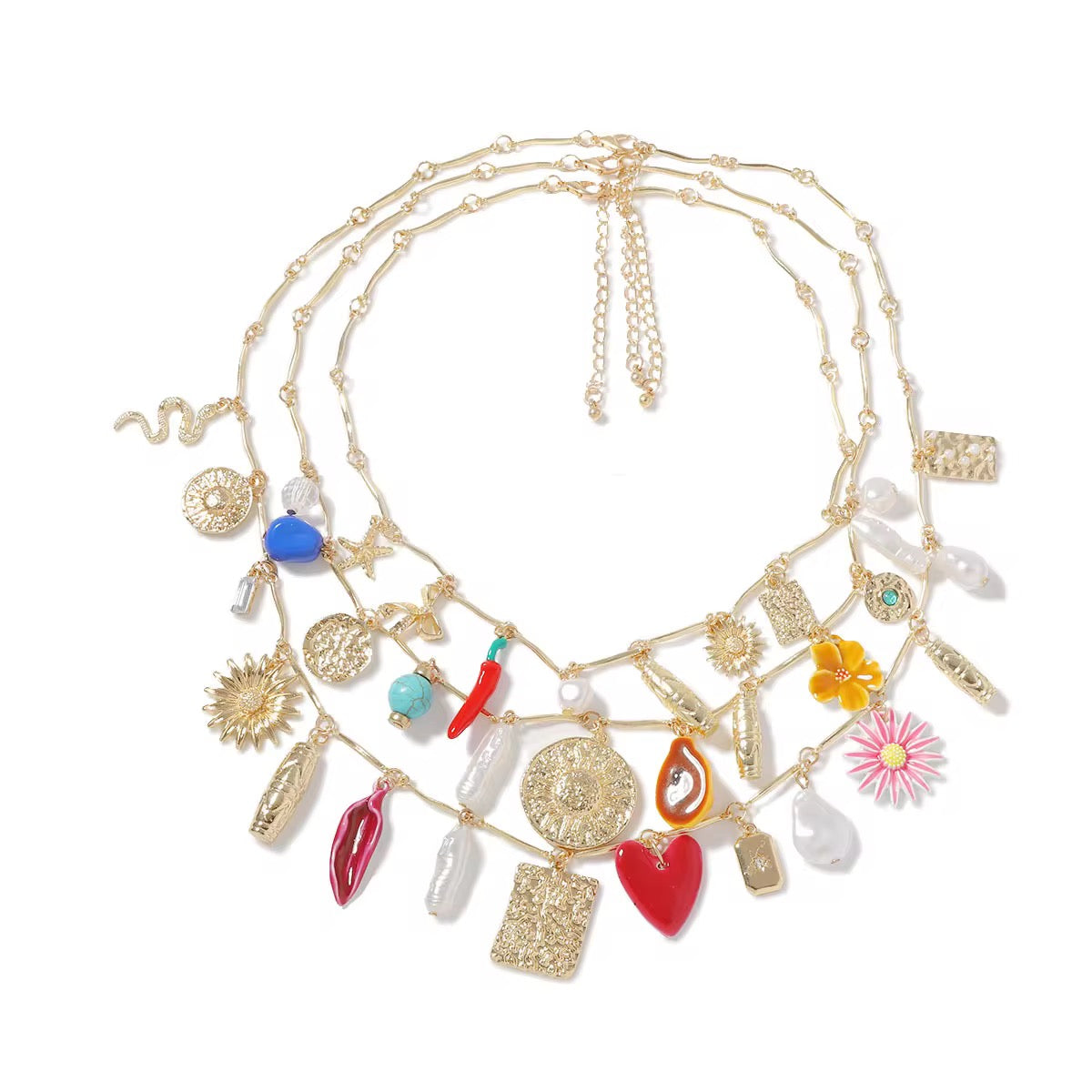 GIA Layered Charm Necklace