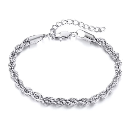 POPPIE Silver Twisted Chain Bracelet