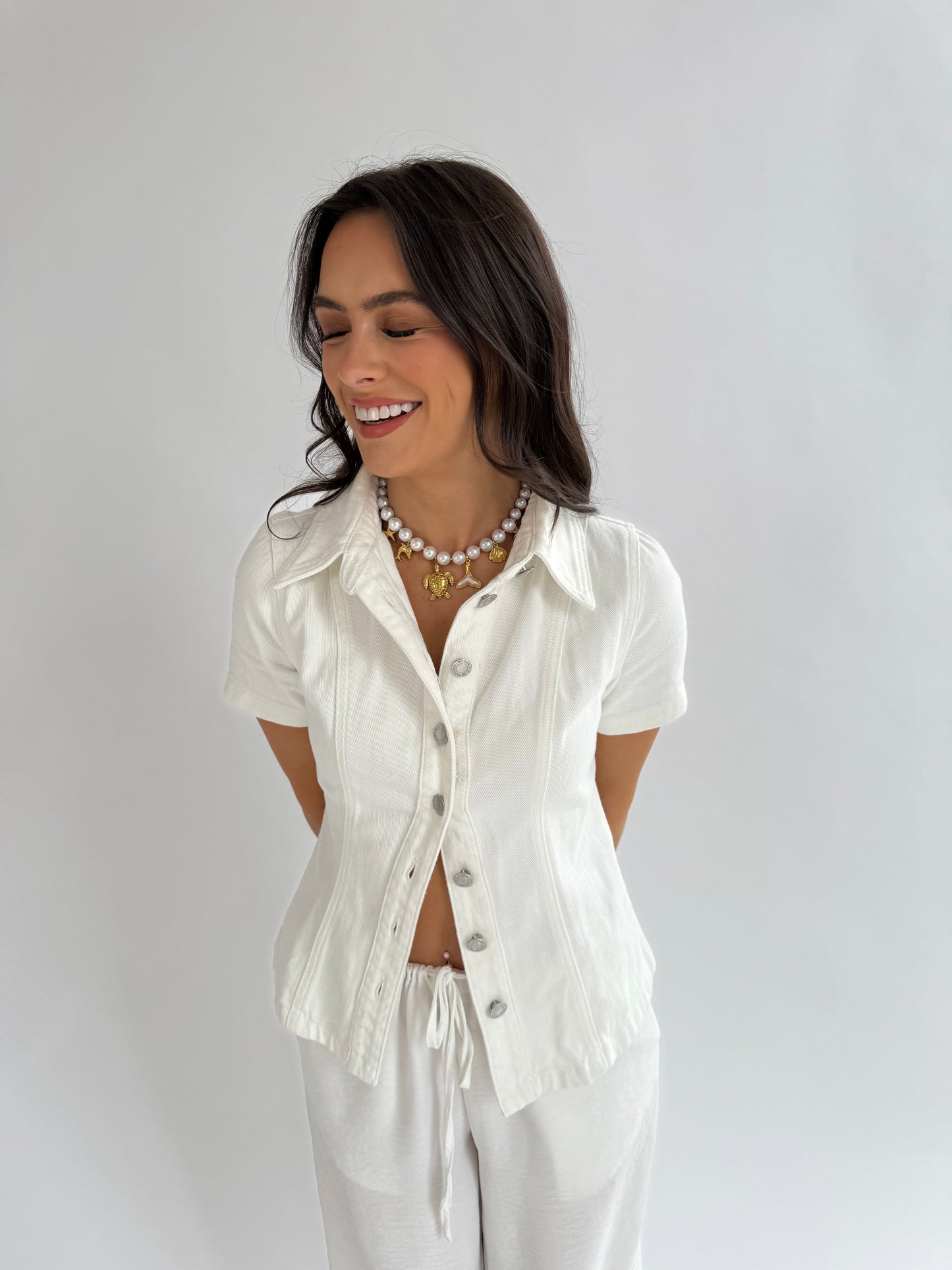 SARA Pearl Charm Necklace
