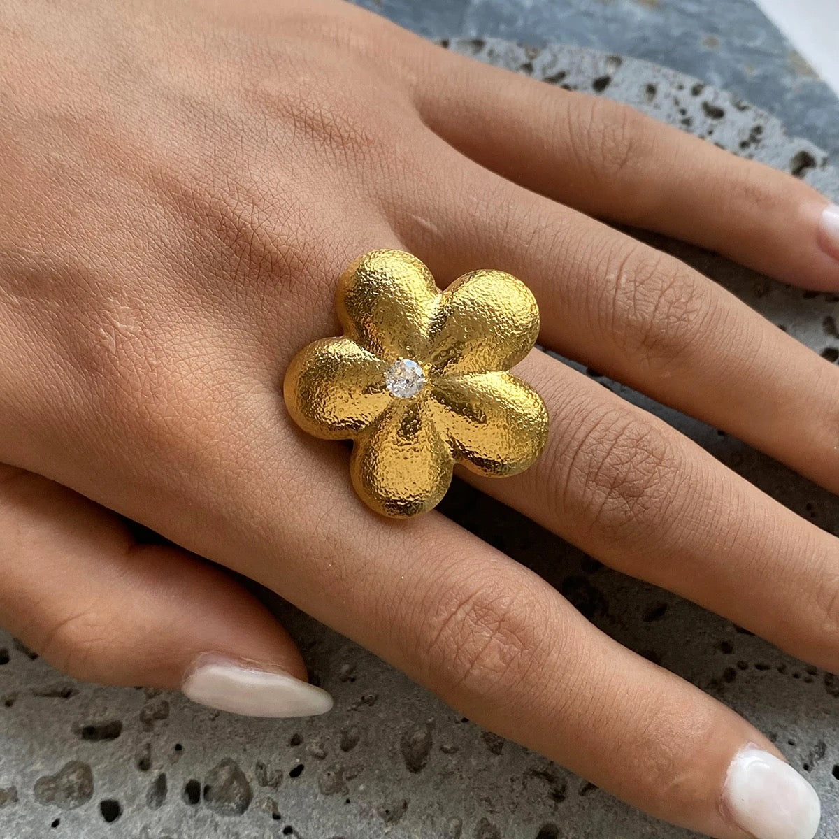 FLO Brushed Floral Ring