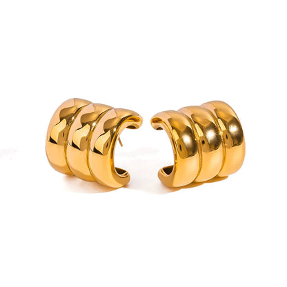LEEZA Ribbed Hoops